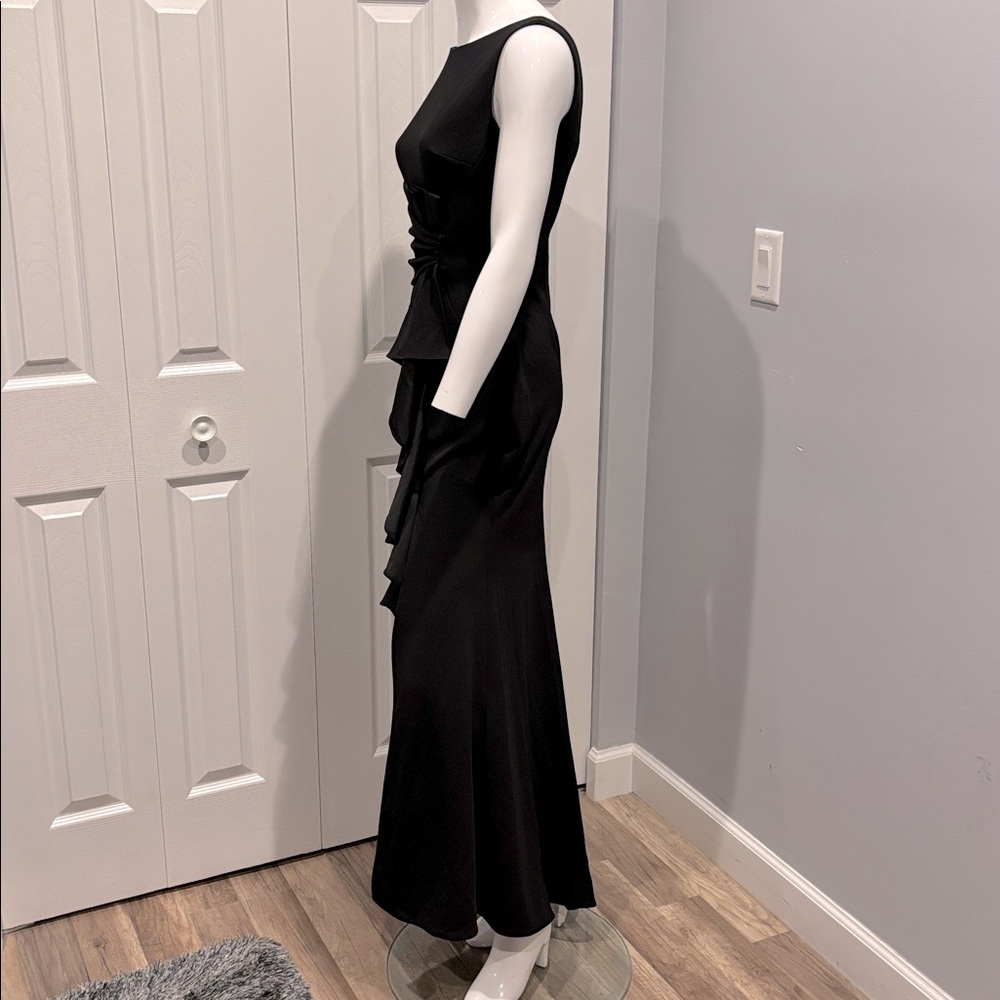 Betsy & Adam Black Sleeveless Ruffle-Front Maxi Dress - Picture 8 of 11